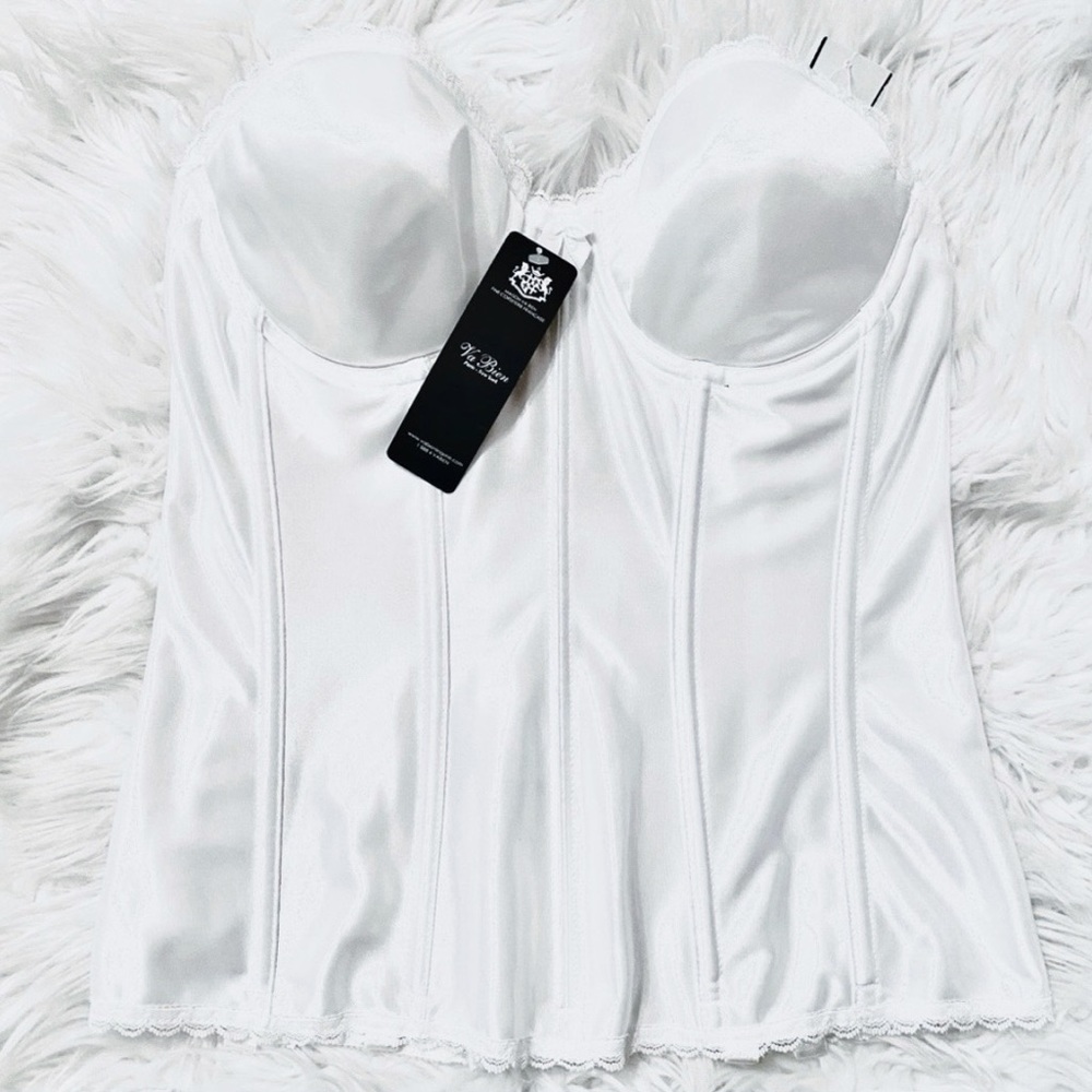 NEW! Women Va Bien White Bridal Satin Corset Lingerie Size 34B